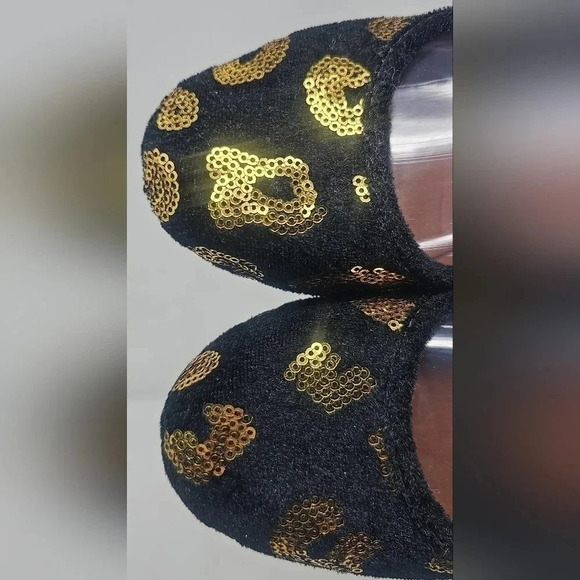 Lucky Brand Women's Elisabeta Black Velvet Flats With Gold Sequins Size 6.5 - Picture 10 of 16